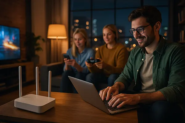 Laptop und Internetverbindung